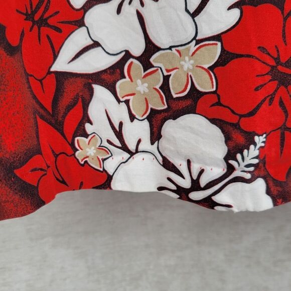 RJC Vintage Hawaiian Aloha Floral Red and White Men's Shirt Hibiscus - Picture 3 of 13